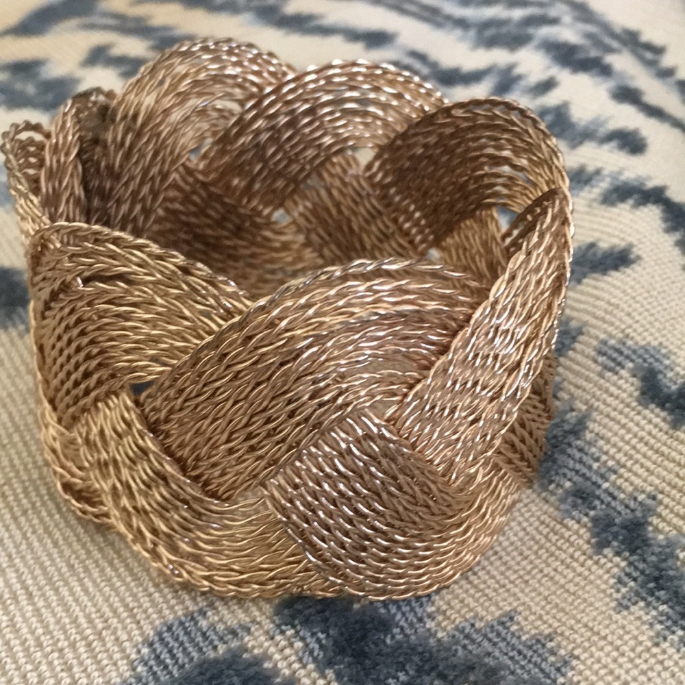Gold tone braided cuff bracelet